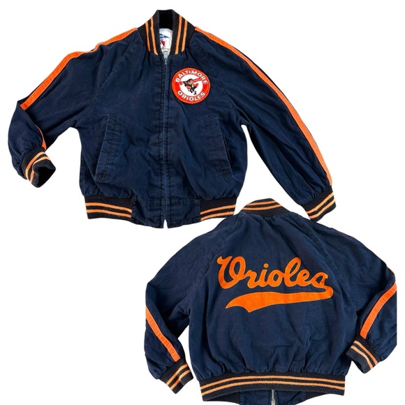 VTG 60s 70s Baltimore orioles baseball pyramid navy blue orange jacket boy 6